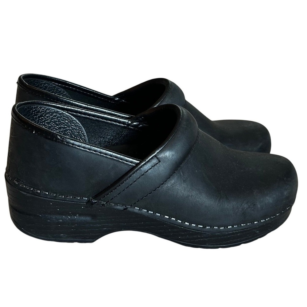 Dansko Black Leather Clogs Women's 38